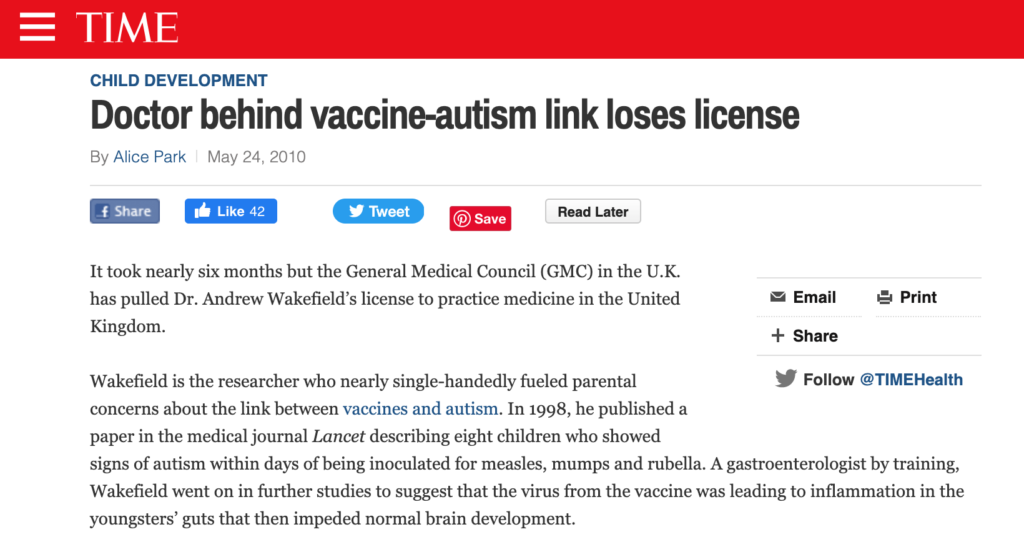 andrew wakefield loses license