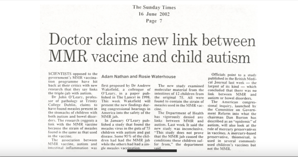 mmr vaccine autism link 